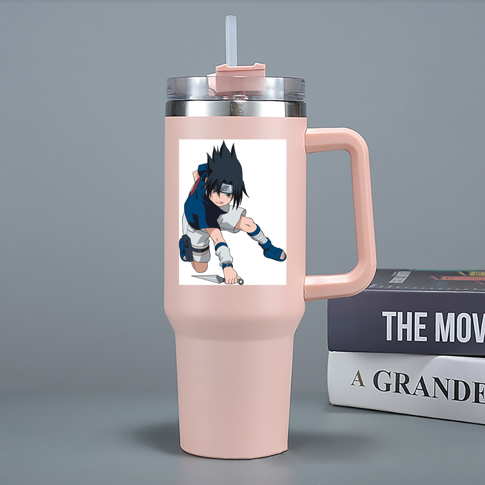 （画像用） NARUTO -ナルト- うちは サスケ Uchiha Sasuke 1200mL車用タンブラー - クリスタルステッカー（プラスチックストロー付き）